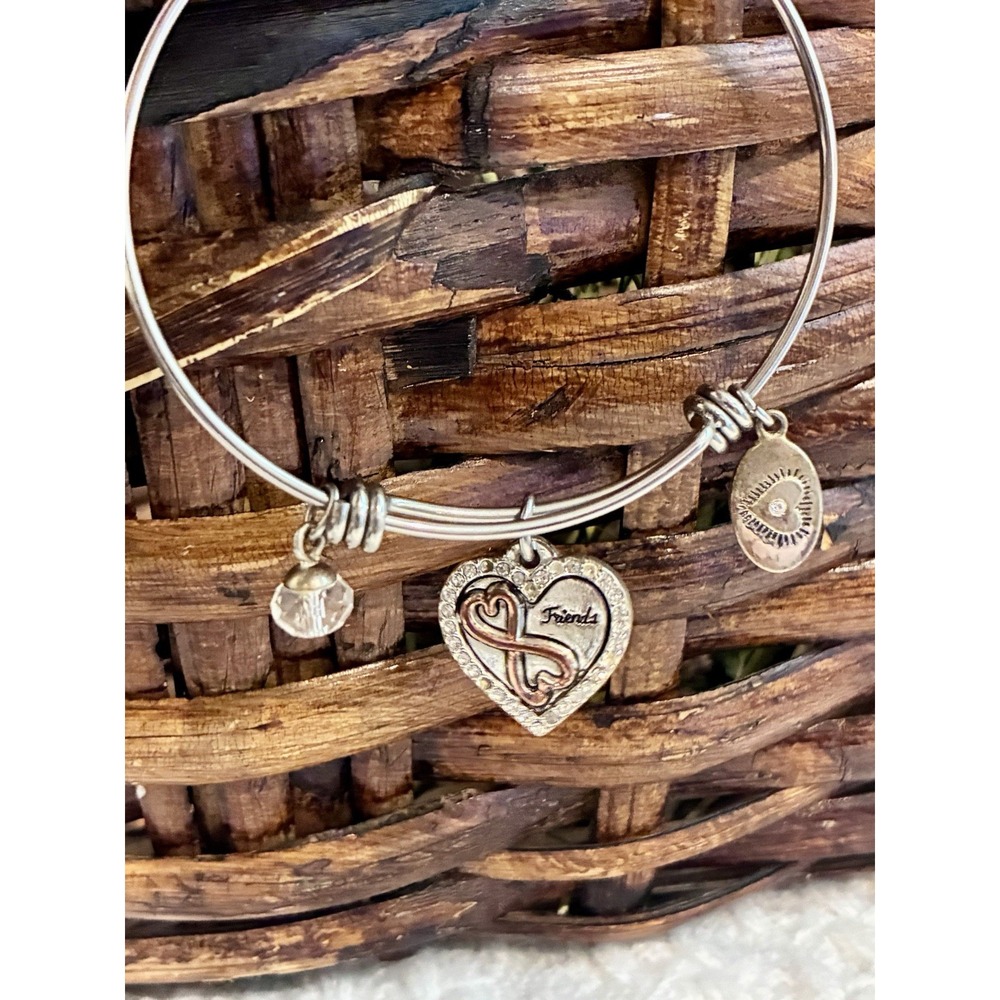 Footnotes Best Friend Forever Bracelet Heart Infinity Charm Silver Tone Bangle